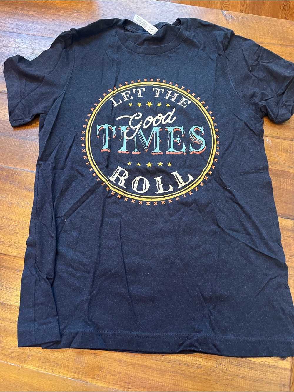 Womens ‘Let The Good Times Roll' Graphic Tee - Black